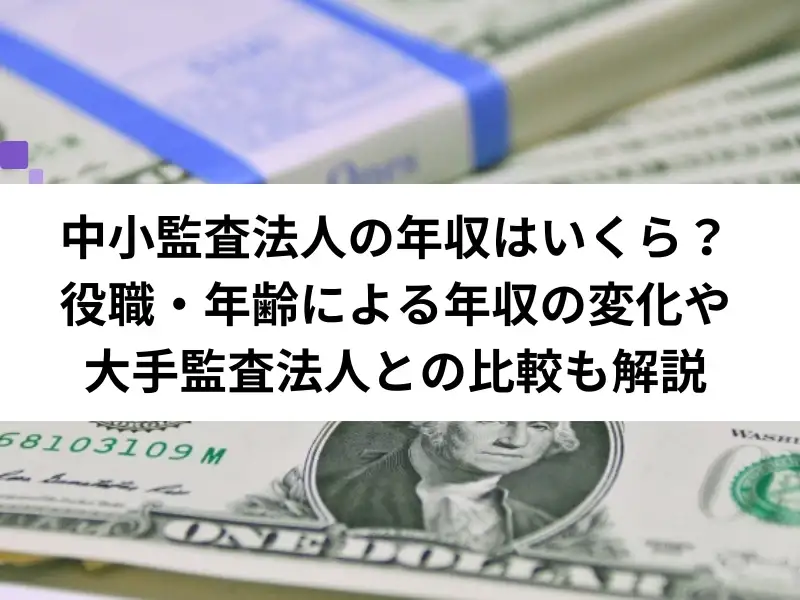 中小監査法人の年収はいくら？役職・年齢による年収の変化や大手監査法人との比較も解説