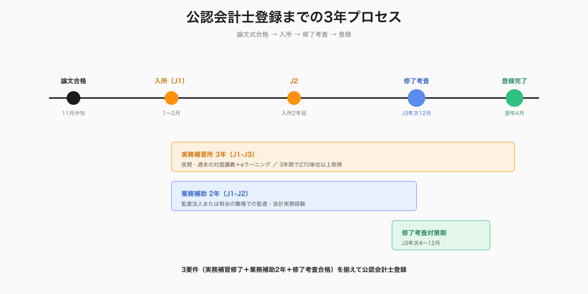 公認会計士登録までの3年プロセス