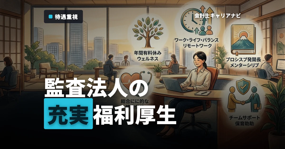 公認会計士が働く監査法人の福利厚生とは？監査法人別にまとめて紹介